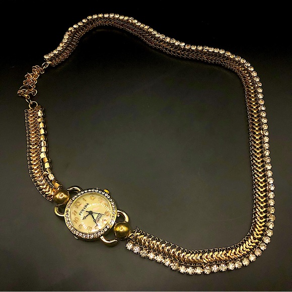 Gold Wrap Chain & Rhinestone Watch - Picture 3 of 3